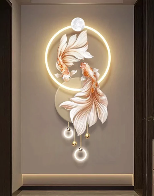 Trang trang trí đèn led Cá tài lộc treo tường phòng khách (Sao chép)